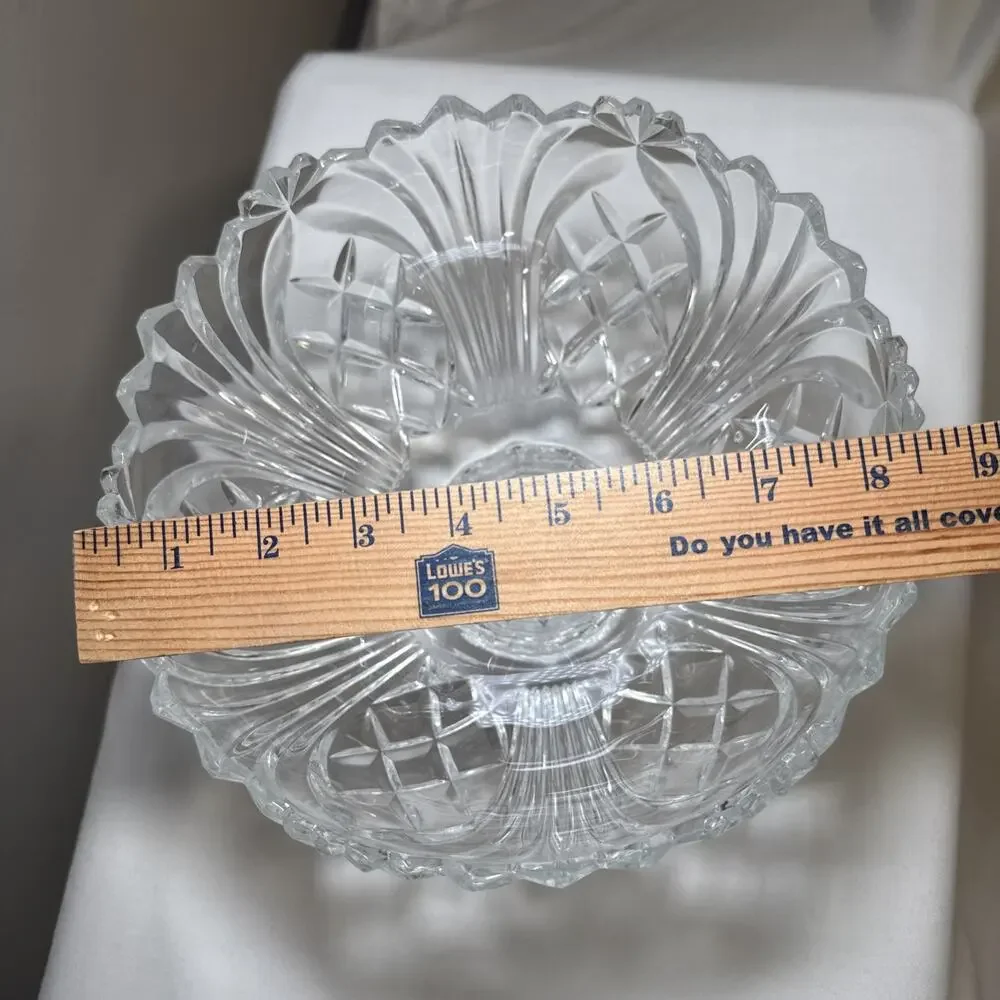 VTG Gorham Cut Lead Crystal Footed Pedestal Centerpiece Bowl 9” Heavy 1960's EUC
